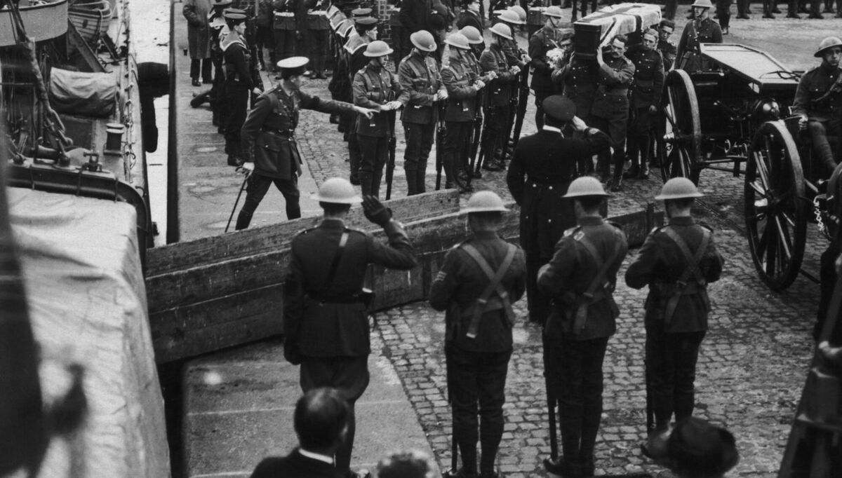 The bodies of British officers killed in Dublin during the Irish War of Independence are taken back to England for burial on the destroyer 'HMS Seawolf. Picture|: FPG/Hulton Archive/Getty Images The bodies of British officers killed in Dublin during the Irish War of Independence are taken back to England for burial on the destroyer 'HMS Seawolf. Picture|: FPG/Hulton Archive/Getty Images