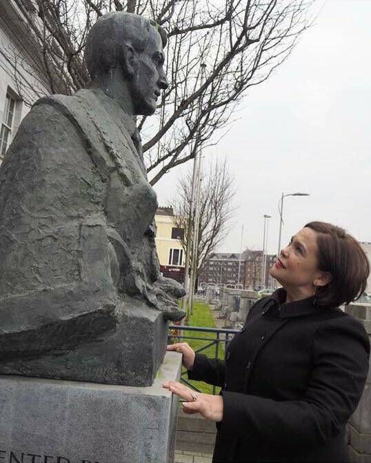 Sinn Féin President Mary Lou McDonald TD at the bust of Terence MacSwiney outside Cork City Hall. Sinn Féin President Mary Lou McDonald TD at the bust of Terence MacSwiney outside Cork City Hall.