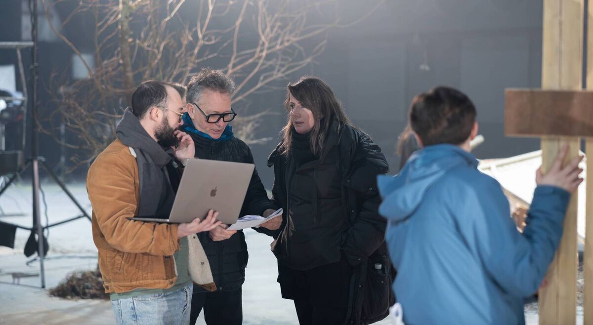 Co-directors of Sit Stand Smoke, David Keating (centre) and Linda Curtin (right) with camera op Leonardo Soggiu. Picture: Tadhg Richardson Co-directors of Sit Stand Smoke, David Keating (centre) and Linda Curtin (right) with camera op Leonardo Soggiu. Picture: Tadhg Richardson