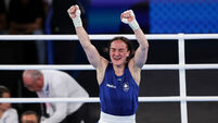 Kellie Harrington celebrates winning a gold medal 6/8/2024
