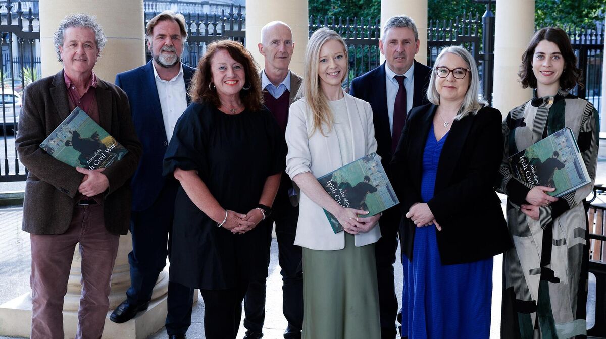 Donal Ó Drisceoil, John Borgonovo, Maria O’Donovan, Mike Murphy, Hélène O’Keeffe, John Crowley, Audrey Whitty, and Sinéad Neville at the launch of 'Atlas of the Irish Civil War: New perspectives' by Cork University Press at the National Library of Ireland. Picture: Maxwells Donal Ó Drisceoil, John Borgonovo, Maria O’Donovan, Mike Murphy, Hélène O’Keeffe, John Crowley, Audrey Whitty, and Sinéad Neville at the launch of 'Atlas of the Irish Civil War: New perspectives' by Cork University Press at the National Library of Ireland. Picture: Maxwells
