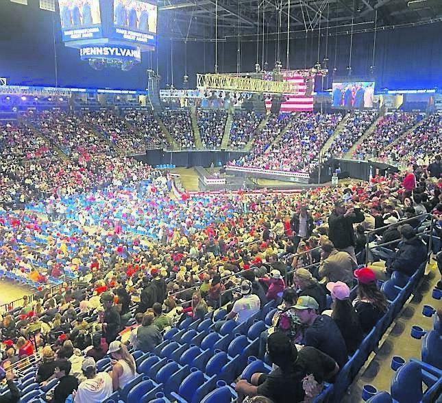 On Saturday, having queued since mid-morning, Trump supporters eventually got to see their man in the Bryce Jordan Center after 5.30pm. On Saturday, having queued since mid-morning, Trump supporters eventually got to see their man in the Bryce Jordan Center after 5.30pm.