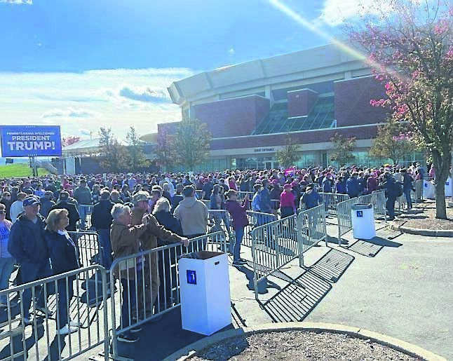 Supporters arriving for Donald Trump’s rally in Pennsylvania. Mick Clifford writes: ‘They haven’t just come to see Trump. They have come to be together, insulated from a world that they don’t recognise or appreciate.’ Supporters arriving for Donald Trump’s rally in Pennsylvania. Mick Clifford writes: ‘They haven’t just come to see Trump. They have come to be together, insulated from a world that they don’t recognise or appreciate.’