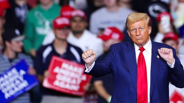 <p>Republican presidential candidate Donald Trump dances as he leaves the stage after his campaign rally at the Bryce Jordan Center in State College, Pennsylvania, on Saturday. <span class="contextmenu emphasis CaptionCredit">	Picture: Charly Triballeau/AF/Getty</span>
            </p>