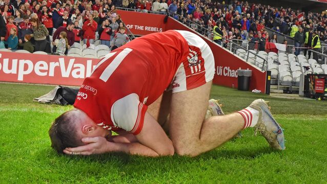 <p>INCREDINLE: Watergrasshill captain Sean Desmond drops to his knees after defeating Carrigaline. Pic: Eddie O'Hare</p>
