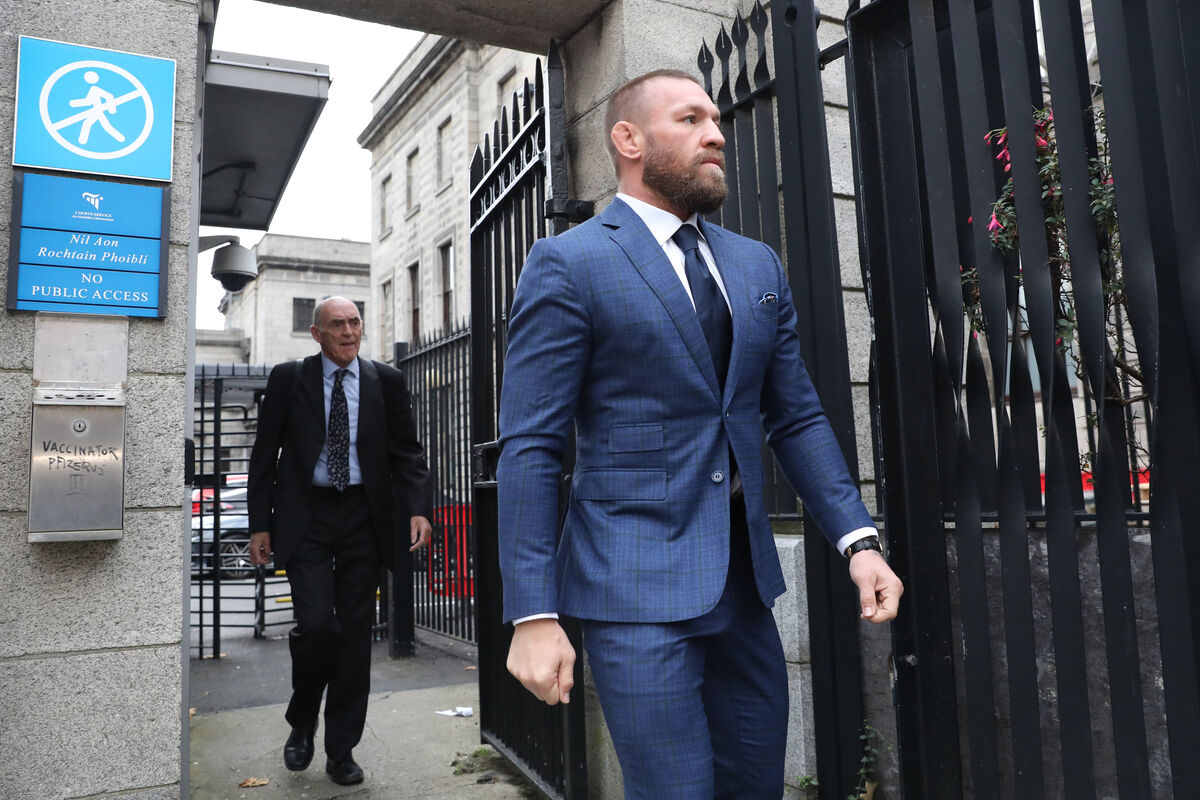 Mixed martial arts fighter Conor McGregor outside the High Court in Dublin, where he is appearing for a personal injury case against him. Nikita Hand, who is also known as Nikita Ni Laimhin, alleges she was raped by McGregor in a Dublin hotel in December 2018. Picture: Gareth Chaney/PA Mixed martial arts fighter Conor McGregor outside the High Court in Dublin, where he is appearing for a personal injury case against him. Nikita Hand, who is also known as Nikita Ni Laimhin, alleges she was raped by McGregor in a Dublin hotel in December 2018. Picture: Gareth Chaney/PA