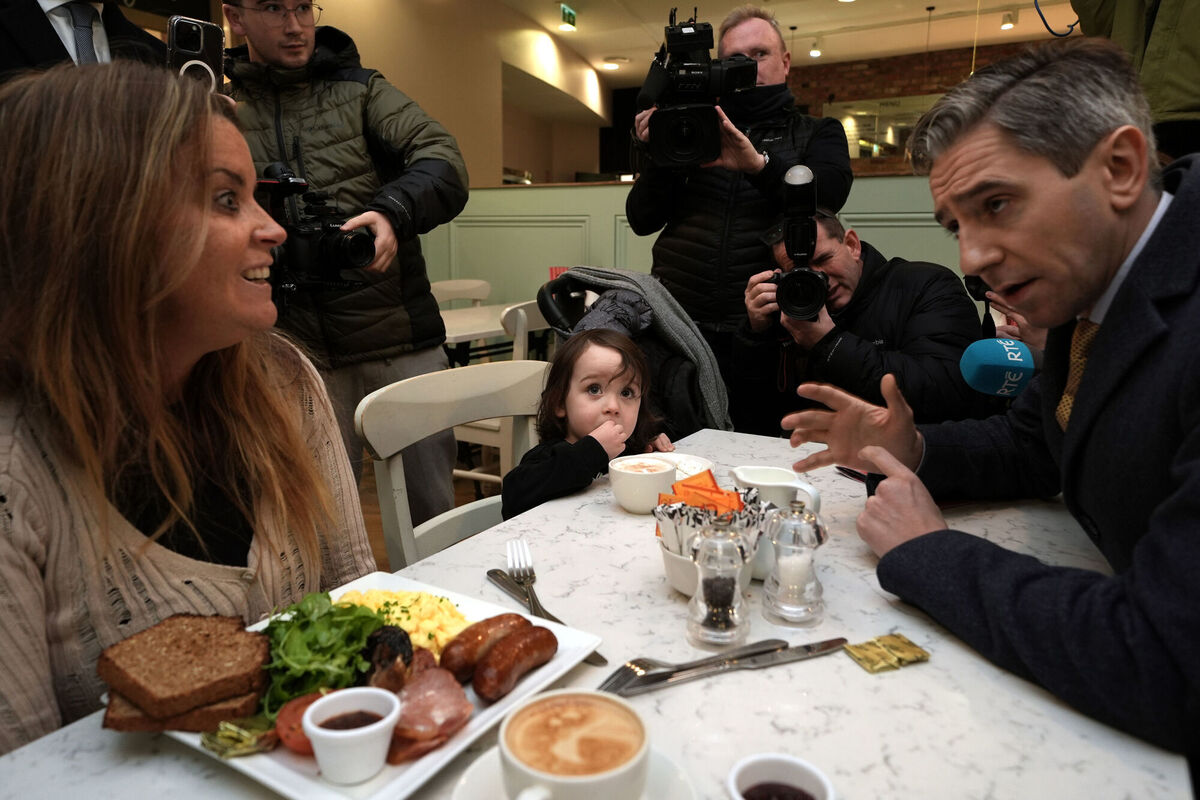 Taoiseach Simon Harris speaking to Helen Kennedy and her two-year-old son, Liam Fitzpatrick, while canvassing at Avoca in Malahide Castle, Dublin, ahead of the general election on November 29. Picture: Brian Lawless/PA Taoiseach Simon Harris speaking to Helen Kennedy and her two-year-old son, Liam Fitzpatrick, while canvassing at Avoca in Malahide Castle, Dublin, ahead of the general election on November 29. Picture: Brian Lawless/PA