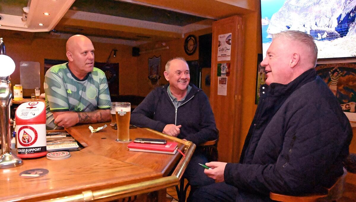 Independent candidate Mick Finn chatting with bar manager Pat Duggan and Pascal Cooney at the Friars Walk Tavern, Cork, on the canvass trail. Picture: Eddie O'Hare Independent candidate Mick Finn chatting with bar manager Pat Duggan and Pascal Cooney at the Friars Walk Tavern, Cork, on the canvass trail. Picture: Eddie O'Hare
