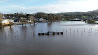 Watch: An aerial view of the continued flooding in Mallow after Storm Bert