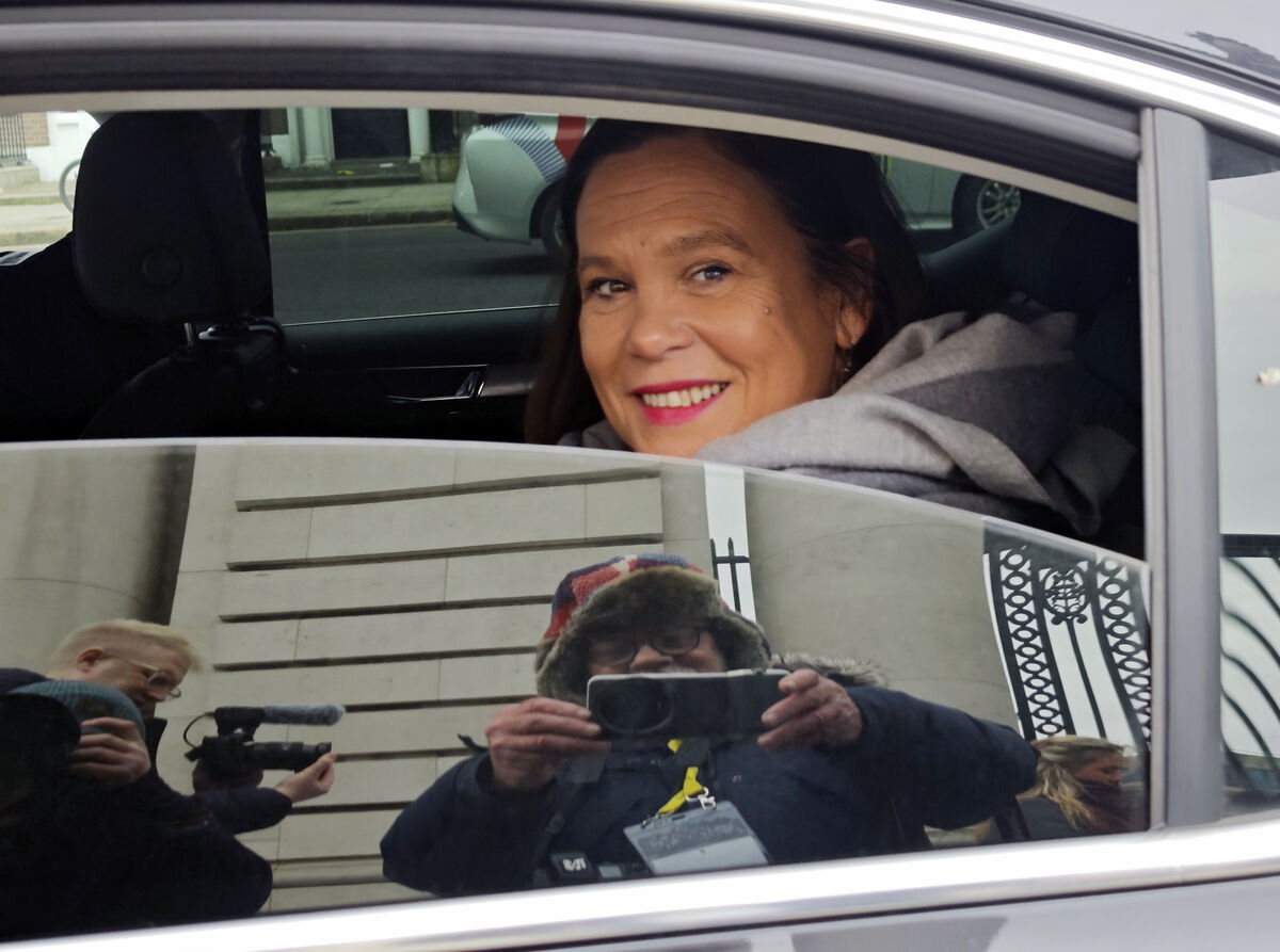 A confident Mary Lou McDonald smiles at photographers as she leaves Government Buildings on the last day of canvassing. Picture: Eamonn Farrell/© RollingNews.ie A confident Mary Lou McDonald smiles at photographers as she leaves Government Buildings on the last day of canvassing. Picture: Eamonn Farrell/© RollingNews.ie
