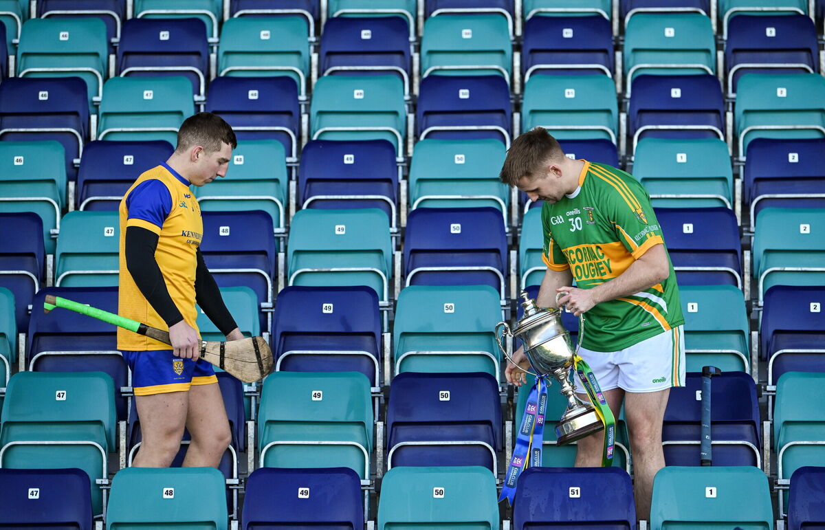 Na Fianna's Kevin Burke and Kilcormac Killoughey's Conor Slevin with the O'Neill cup. Pic: Brendan Moran/Sportsfile Na Fianna's Kevin Burke and Kilcormac Killoughey's Conor Slevin with the O'Neill cup. Pic: Brendan Moran/Sportsfile