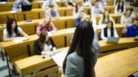 Students sitting in amphitheater