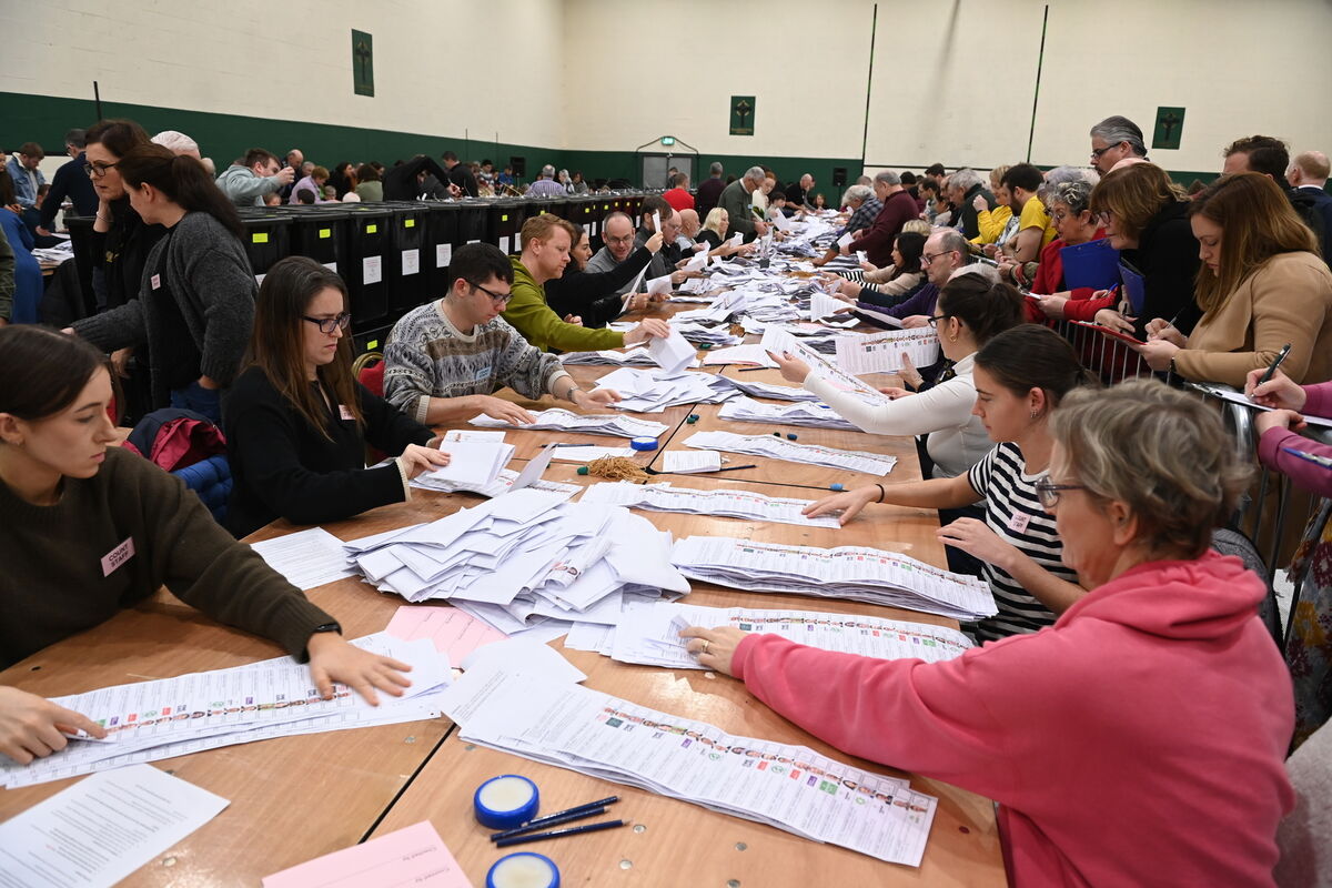 Opening of the ballot boxes and the start of the count for general election ballots at Nemo Rangers on Saturday morning. Picture: Larry Cummins Opening of the ballot boxes and the start of the count for general election ballots at Nemo Rangers on Saturday morning. Picture: Larry Cummins