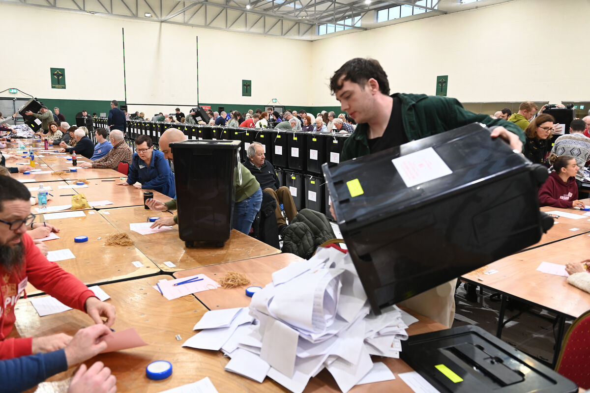 Ballot boxes being opened at the Cork count centre in Nemo. Picture: Larry Cummins Ballot boxes being opened at the Cork count centre in Nemo. Picture: Larry Cummins