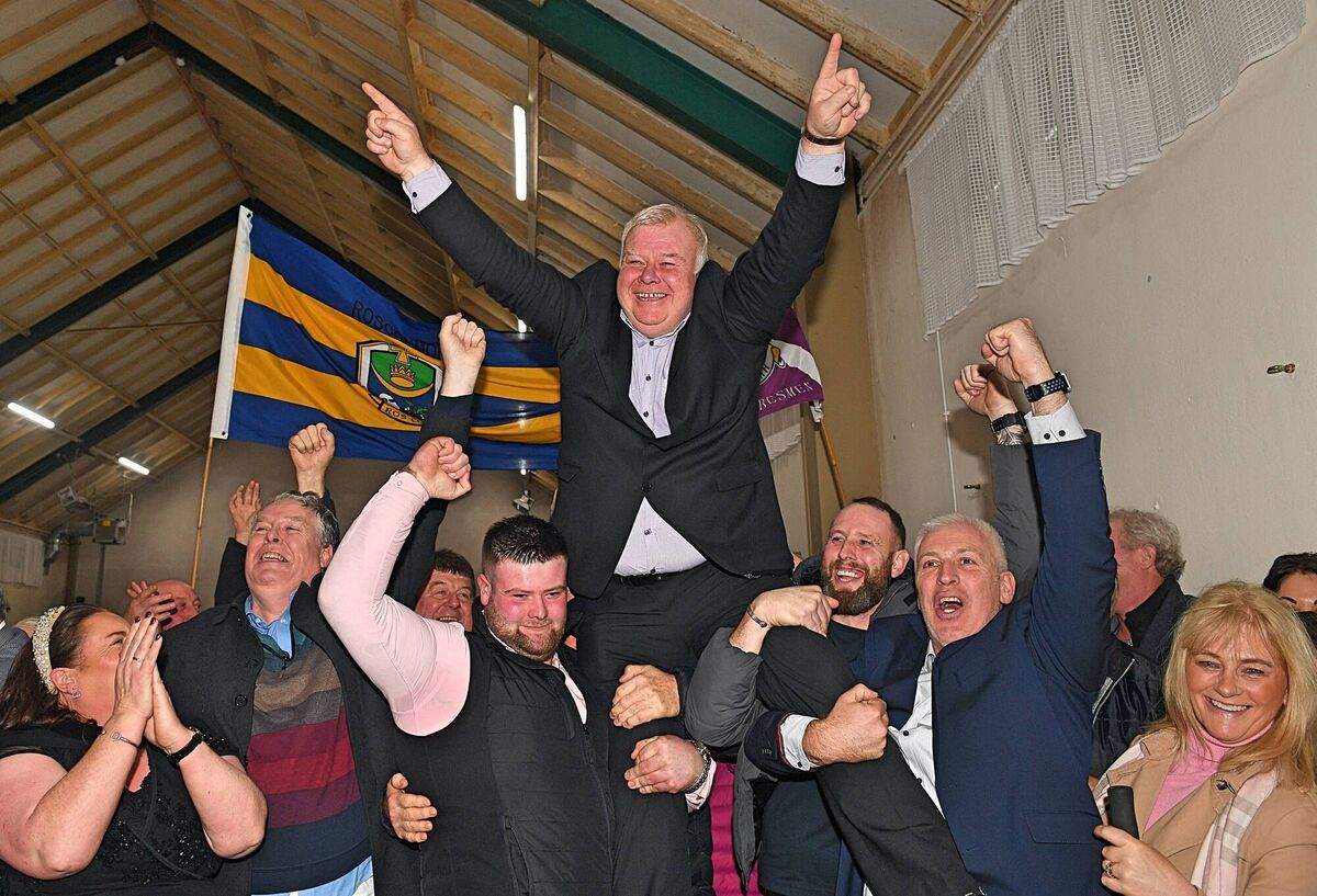 Supporters carry Michael Fitzmaurice shoulder high after he topped the poll in Roscommon Galway and was elected on the first count. Pic: Gerard O'Loughlin Supporters carry Michael Fitzmaurice shoulder high after he topped the poll in Roscommon Galway and was elected on the first count. Pic: Gerard O'Loughlin