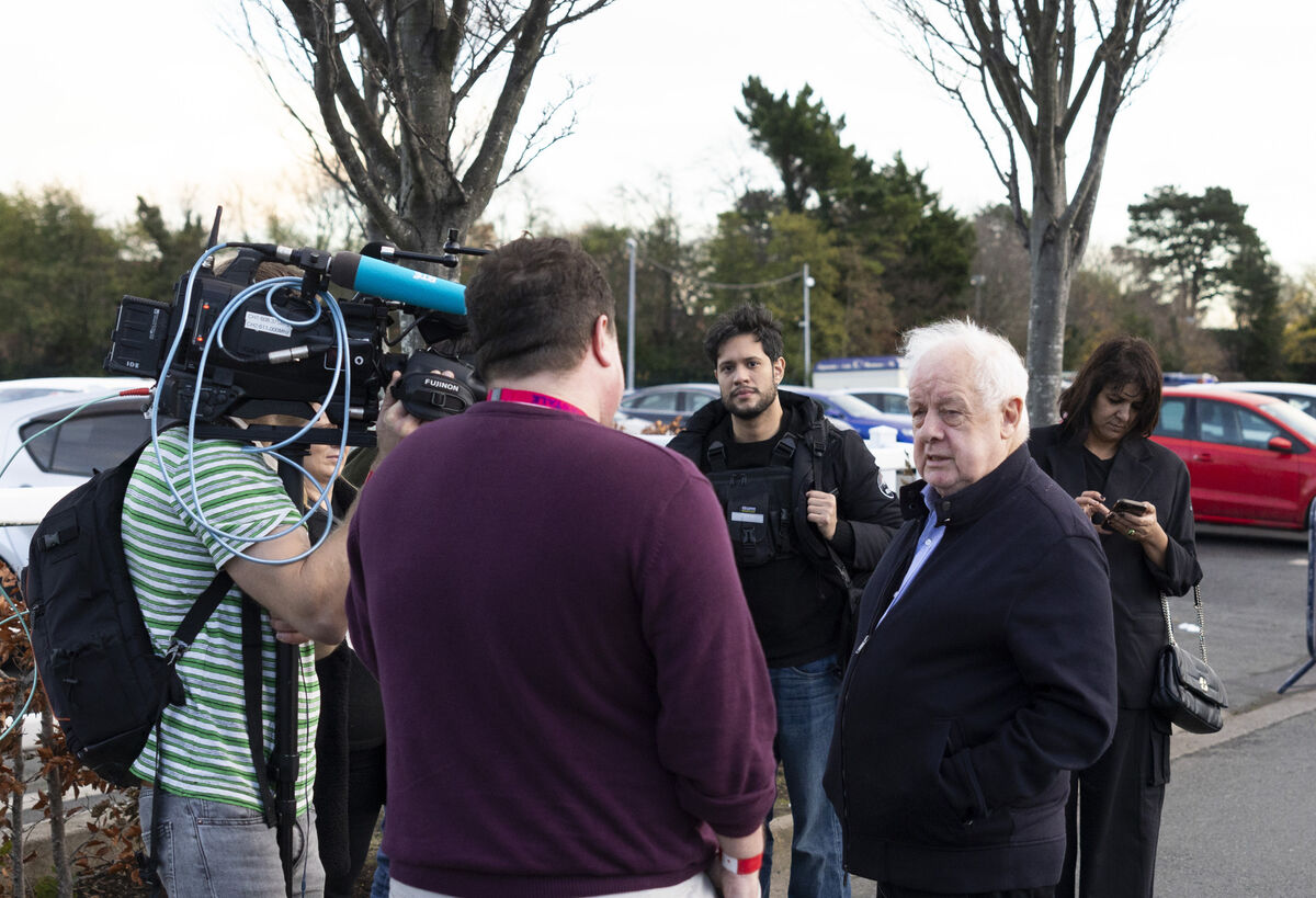 Filmmaker Jim Sheridan arrived at the general election count centre in the RDS on Saturday, causing a flurry of rumours that Gerry Hutch was about to turn up too. Picture: Sam Boal/Collins Filmmaker Jim Sheridan arrived at the general election count centre in the RDS on Saturday, causing a flurry of rumours that Gerry Hutch was about to turn up too. Picture: Sam Boal/Collins
