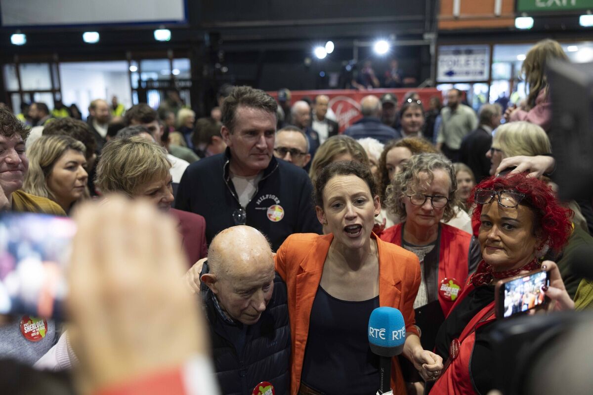 Labour's Marie Sherlock speaking to the media at the RDS after pipping criminal Gerry Hutch at the post to win the last seat in Dublin Central. Picture: Sam Boal/Collins Labour's Marie Sherlock speaking to the media at the RDS after pipping criminal Gerry Hutch at the post to win the last seat in Dublin Central. Picture: Sam Boal/Collins
