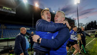 Johnny Crowley celebrates at the final whistle with Diarmuid O'Sullivan 1/12/2024