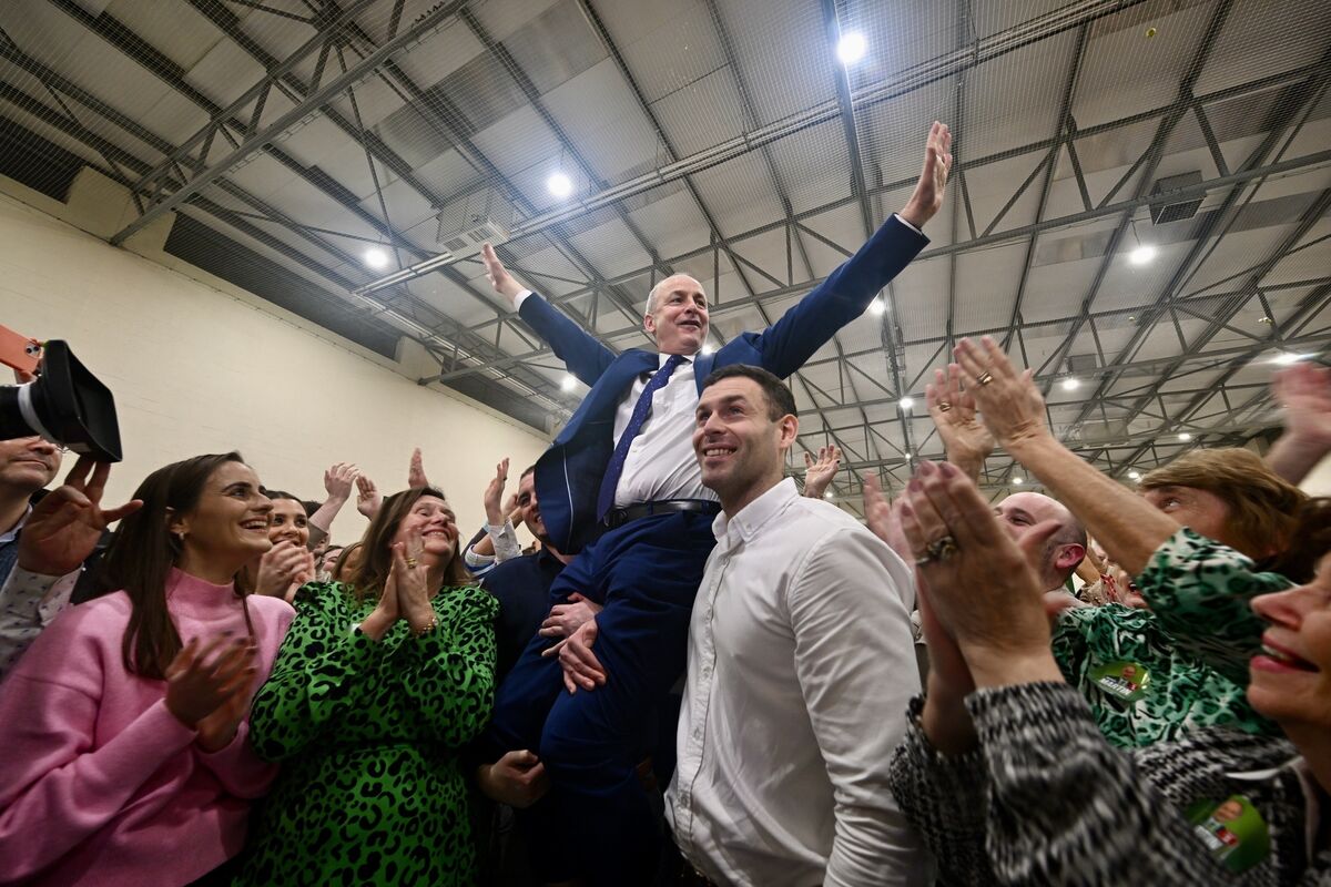 Tánaiste and Fianna Fáil leader Michéal Martin celebrating at Nemo Rangers GAA Club after he was returned in the first count in Cork South-Central in the 2024 general election. Picture: Chani Anderson Tánaiste and Fianna Fáil leader Michéal Martin celebrating at Nemo Rangers GAA Club after he was returned in the first count in Cork South-Central in the 2024 general election. Picture: Chani Anderson