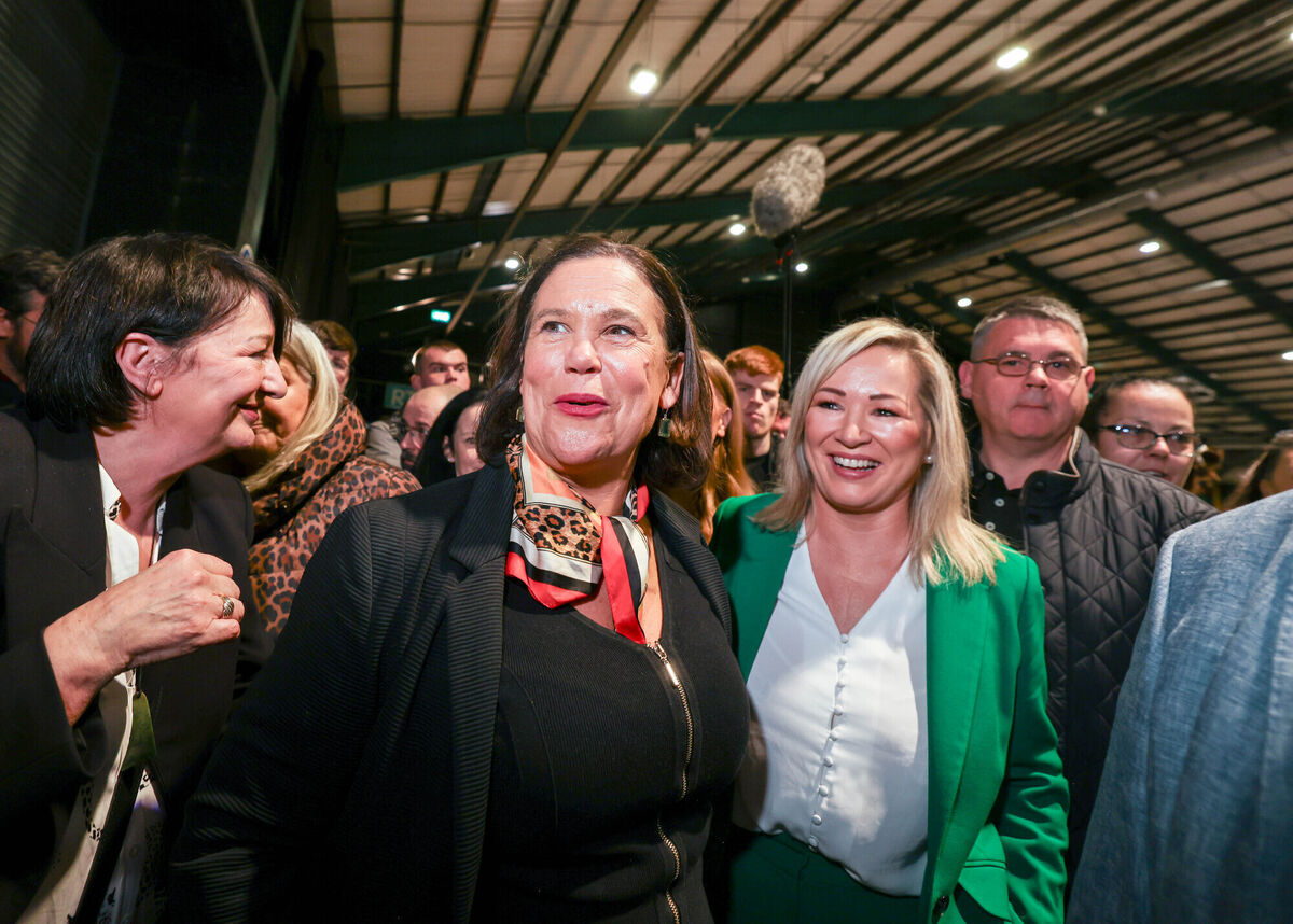 Mary Lou McDonald arriving at the count centre in the RDS with Michelle O'Neill. At the count, the Sinn Féin leader stressed that she doesn't want to see another term with Fianna Fáil and Fine Gael at the helm, but could not really provide a plan for preventing this. Picture: Eamonn Farrell/RollingNews.ie Mary Lou McDonald arriving at the count centre in the RDS with Michelle O'Neill. At the count, the Sinn Féin leader stressed that she doesn't want to see another term with Fianna Fáil and Fine Gael at the helm, but could not really provide a plan for preventing this. Picture: Eamonn Farrell/RollingNews.ie