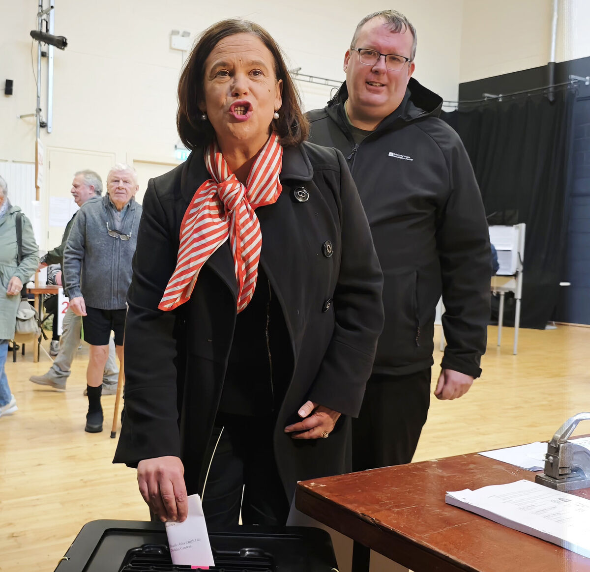 Sinn Féin leader Mary Lou McDonald casts her vote in Cabra. Picture: RollingNews.ie Sinn Féin leader Mary Lou McDonald casts her vote in Cabra. Picture: RollingNews.ie