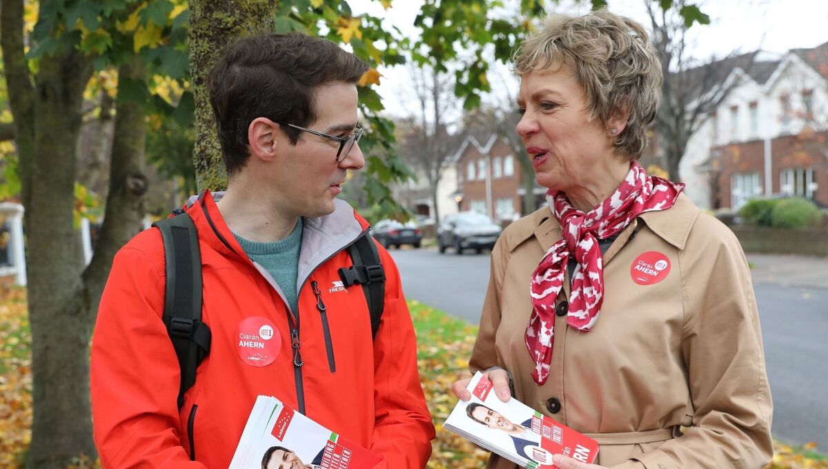 Irish Labour leader Ivana Bacik with new Dublin South West TD Ciaran Ahern canvassing in Kimmage, ahead of thegeneral election. Picture: Gareth Chaney/PA Irish Labour leader Ivana Bacik with new Dublin South West TD Ciaran Ahern canvassing in Kimmage, ahead of thegeneral election. Picture: Gareth Chaney/PA