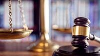 Gavel, scales of justice and law books